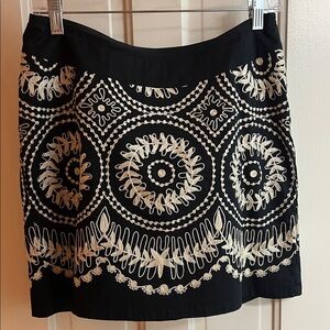 EUC YOANA BARASCHI Black and Cream Embroidered Crochet Mini Skirt Vintage